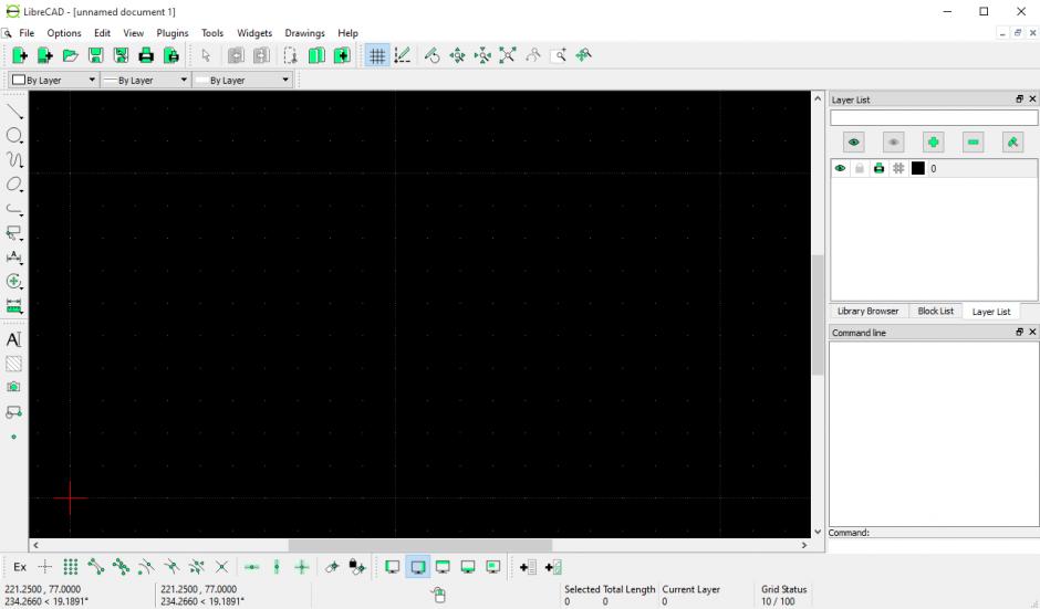 LibreCAD main screen