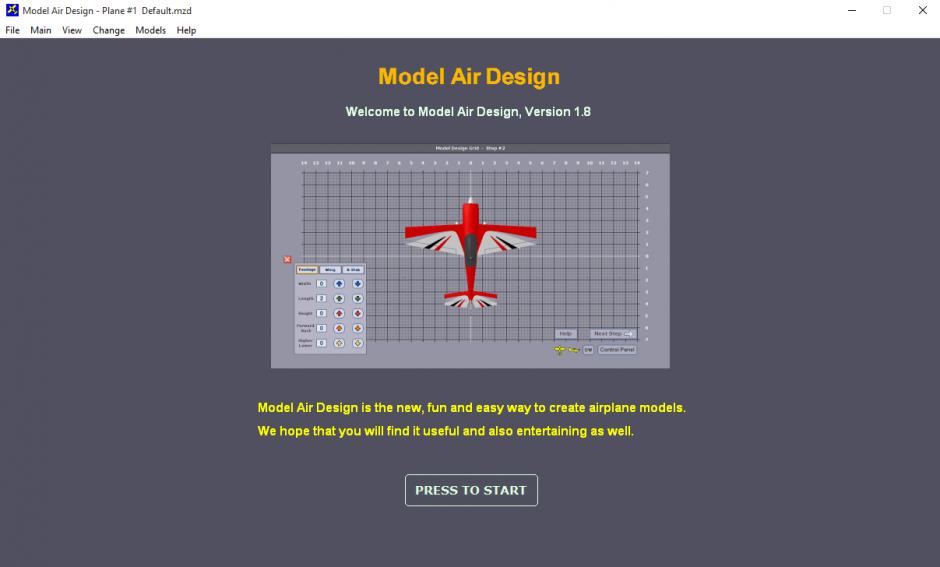 Model Air Design main screen