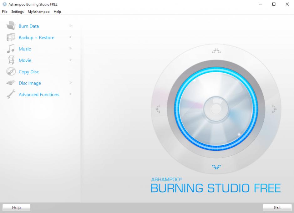 Ashampoo Burning Studio FREE main screen