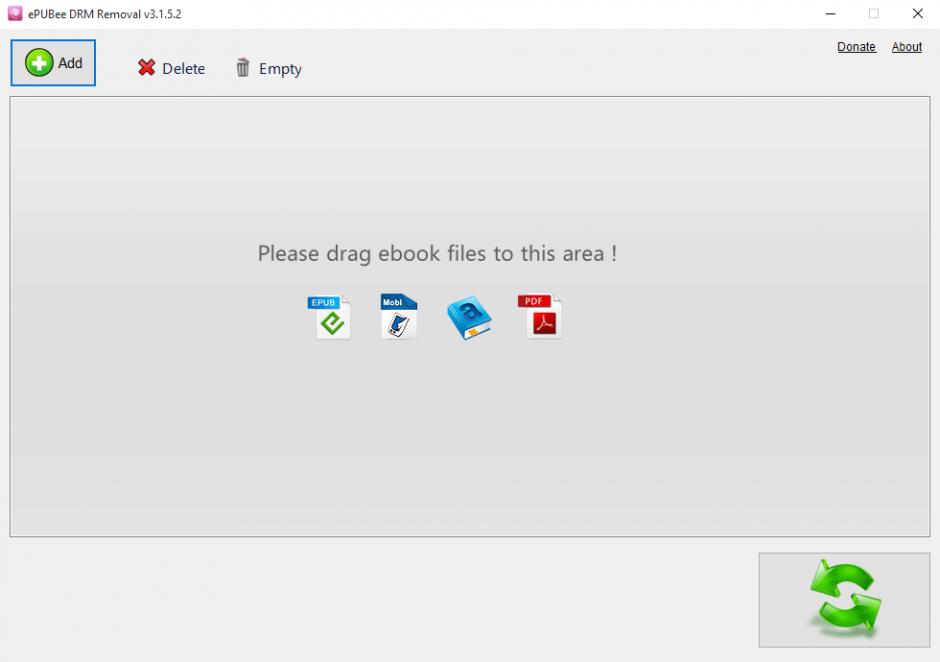 ePUBee DRM Removal main screen