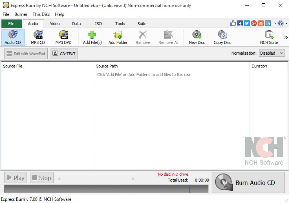 Express Burn Disc Burning Software main screen