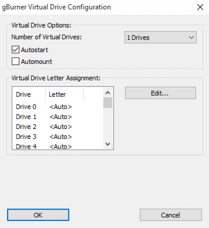 gBurner Virtual Drive main screen