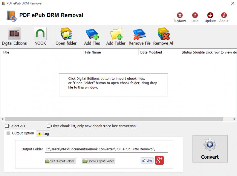PDF ePub DRM Removal main screen