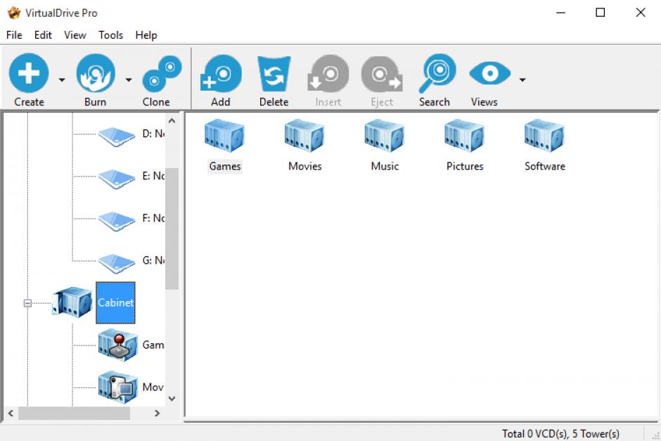 VirtualDrive Pro main screen
