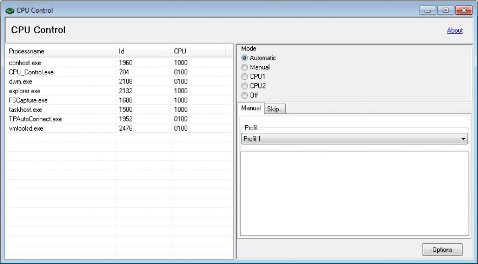 CPU-Control main sreen