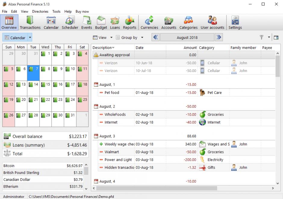 screenshot of program