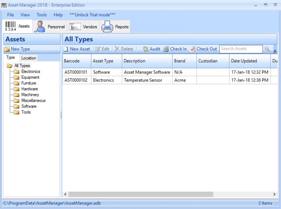 screenshot of program