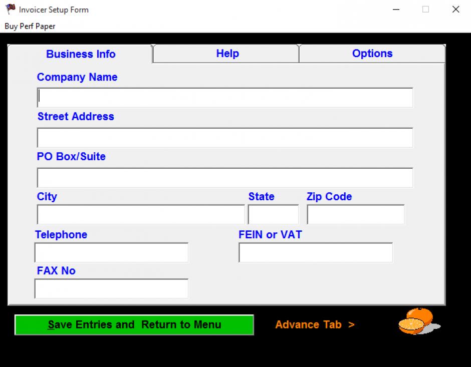 Citrus Invoicer Free main screen