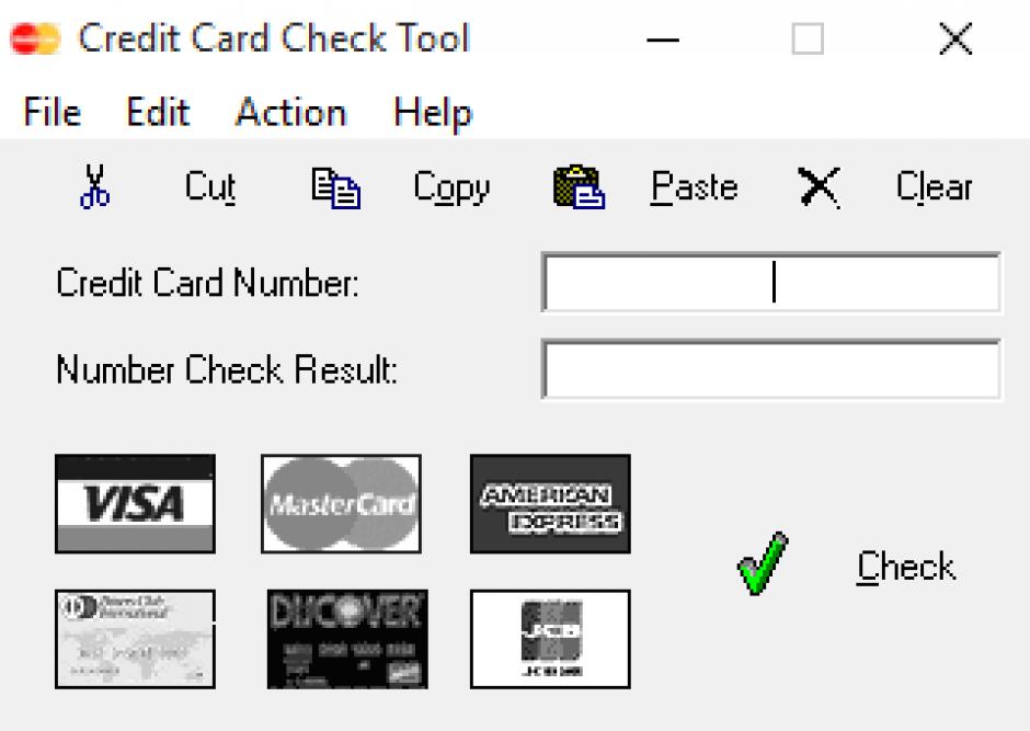 Credit Card Check Tool main screen