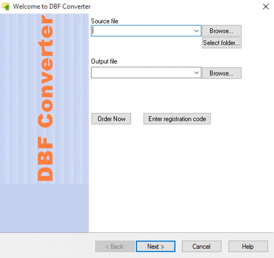 DBF Converter main screen