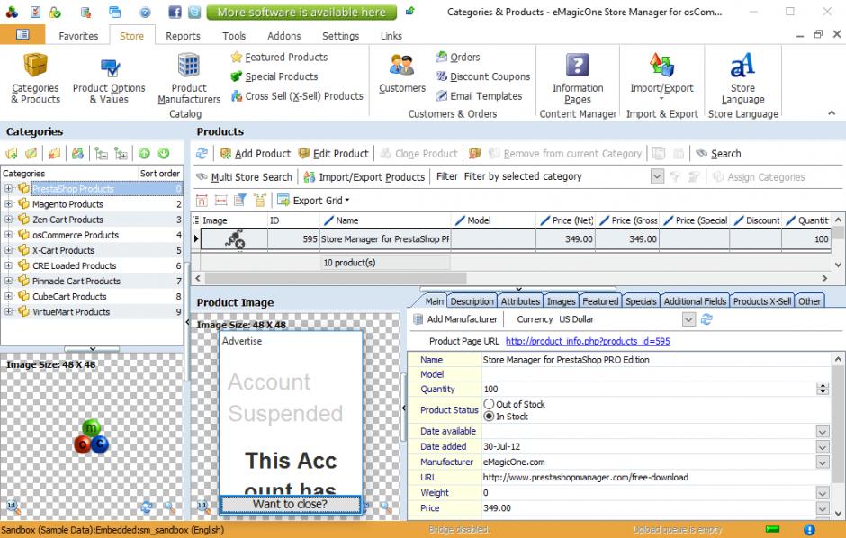 screenshot of program