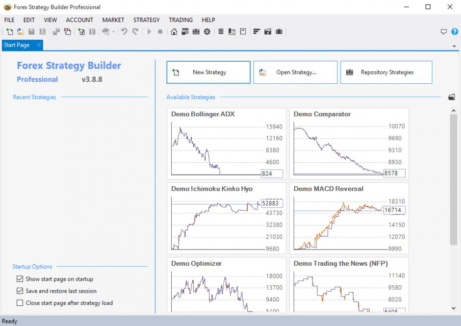 Forex Strategy Builder Professional main screen
