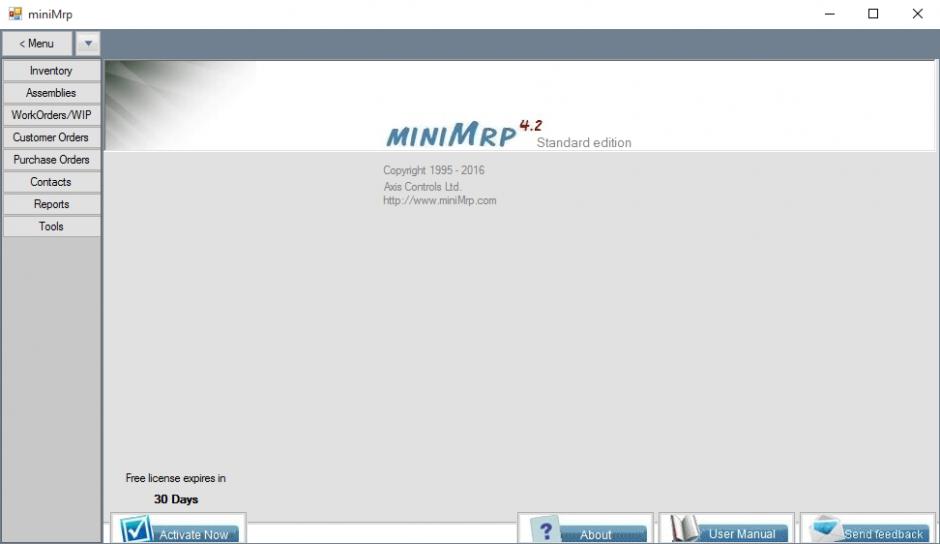miniMRP main screen