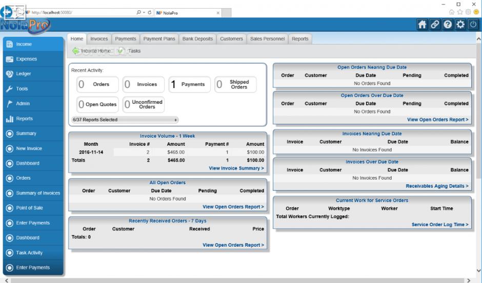 NolaPro main screen