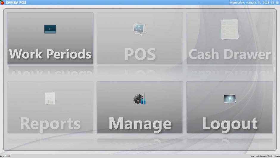 Samba POS main screen