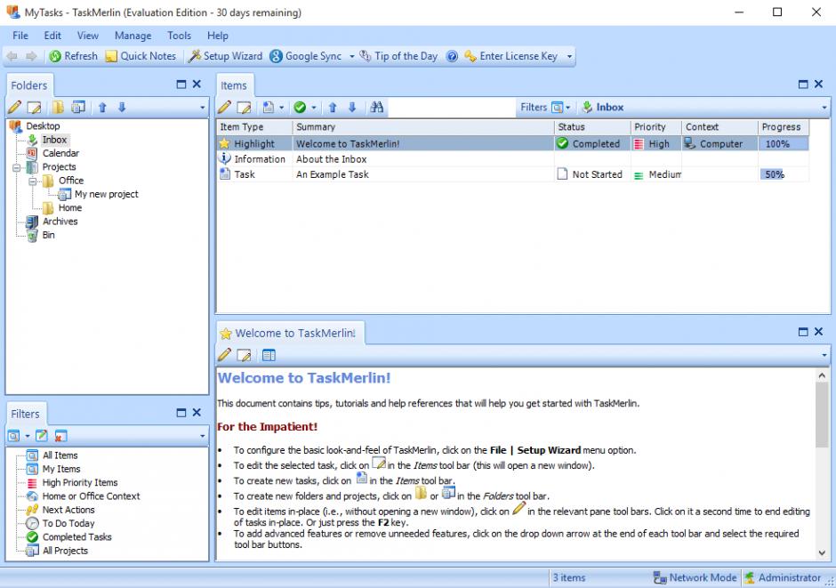 screenshot of program