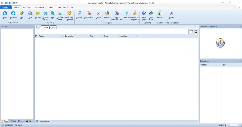 WinCatalog 2018 main screen