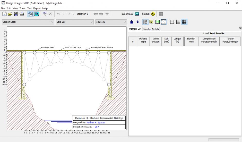 Bridge Designer 2016 main screen