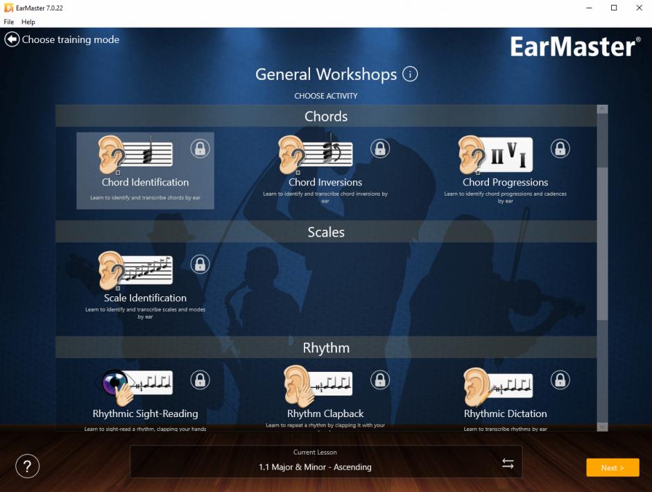 EarMaster main screen