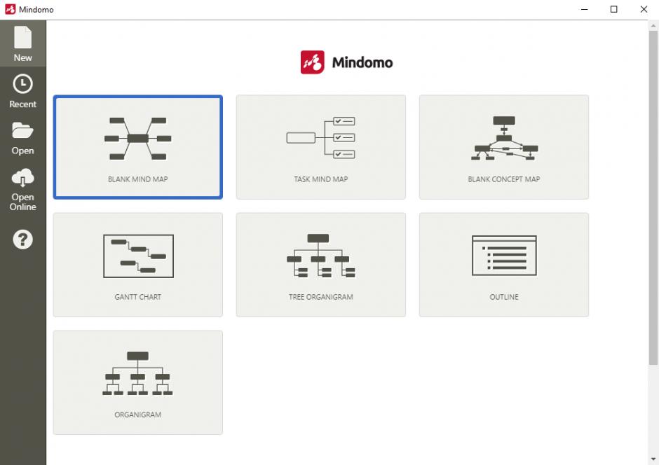 Mindomo main screen