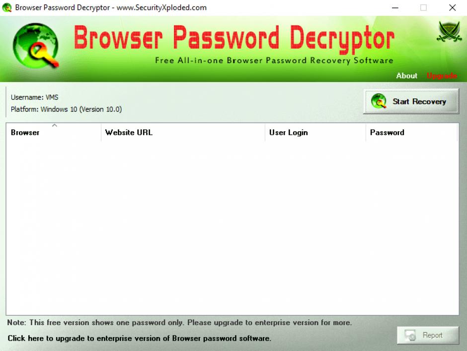 Browser Password Decryptor main screen