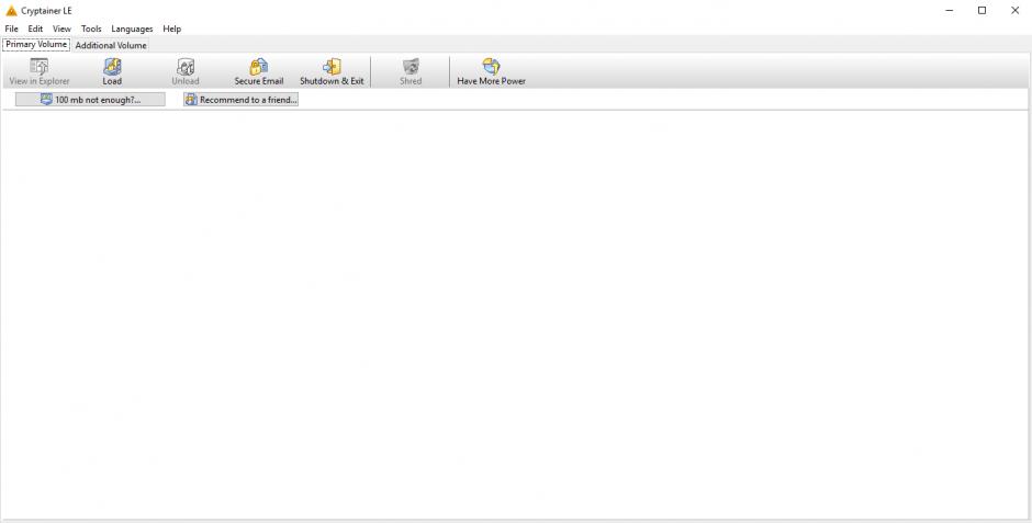 Cryptainer LE Disk Encryption Software main screen