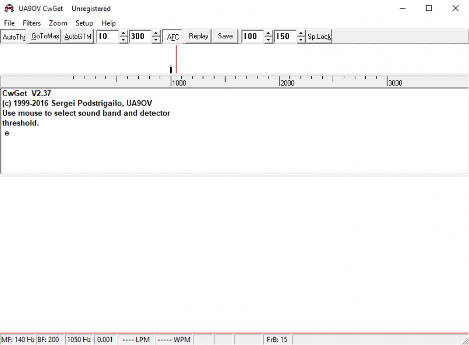 CwGet morse decoder main screen