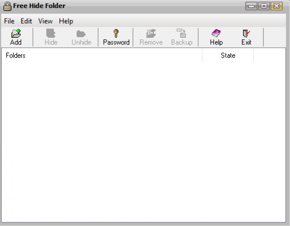 Free Hide Folder main screen