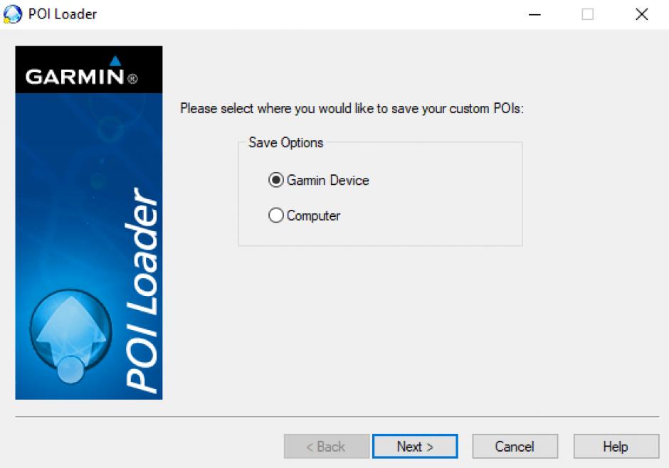 Garmin POI Loader main screen