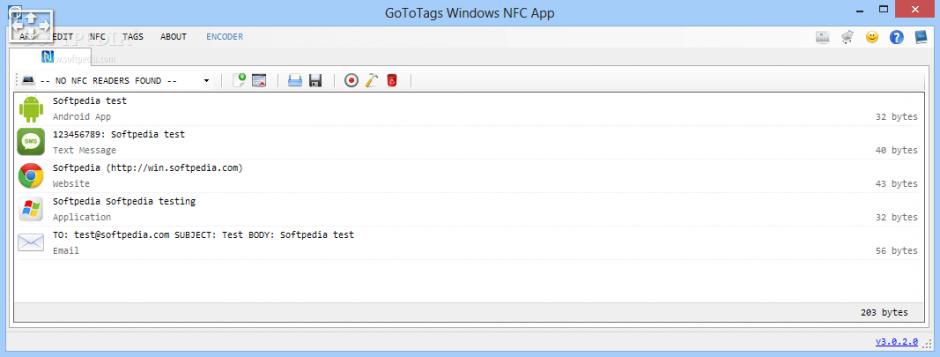 GoToTags WindowsApp main screen