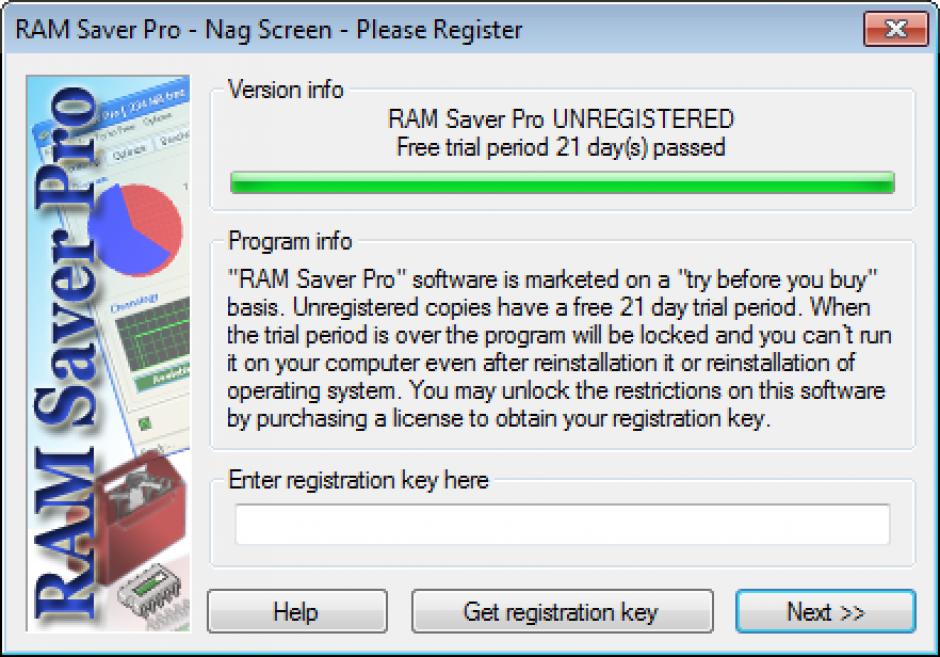 RAM Saver Professional main screen
