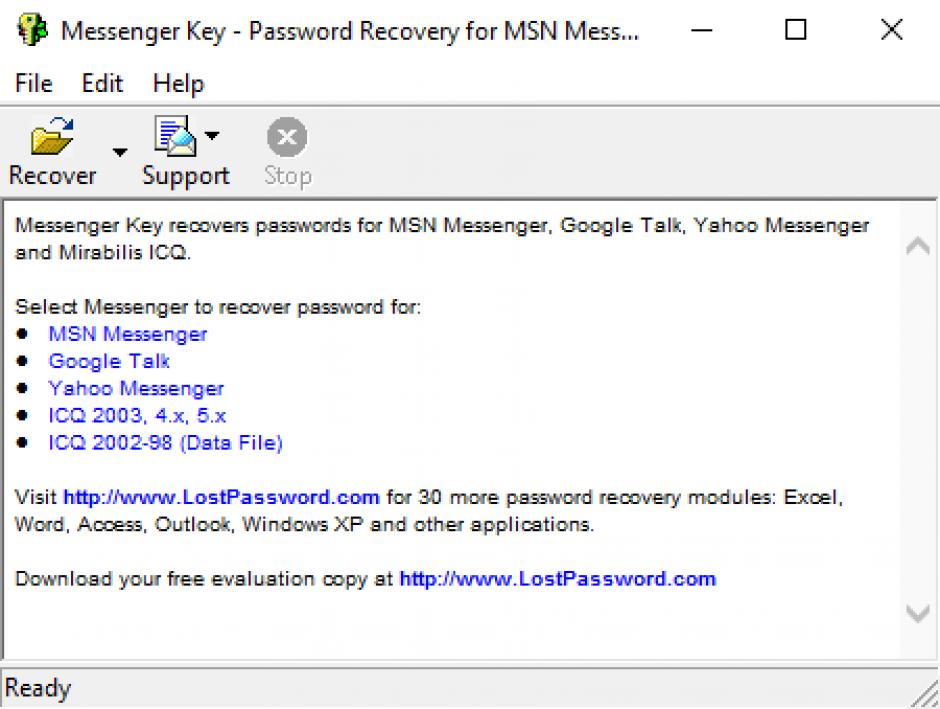 Messenger key main screen