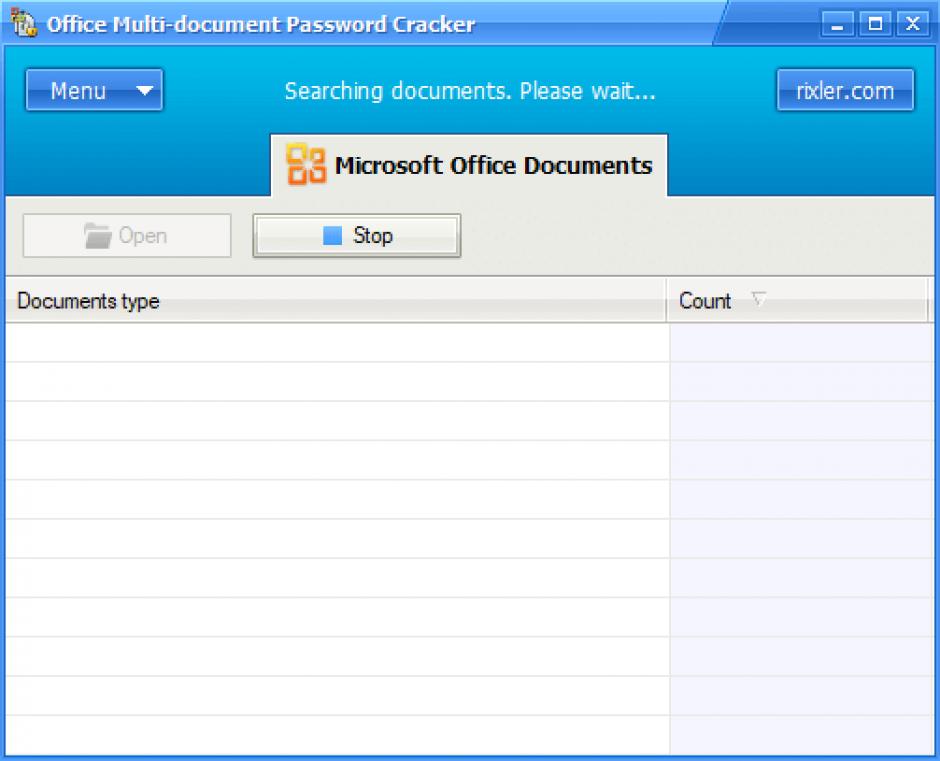 Office Multi-document Password Cracker main screen