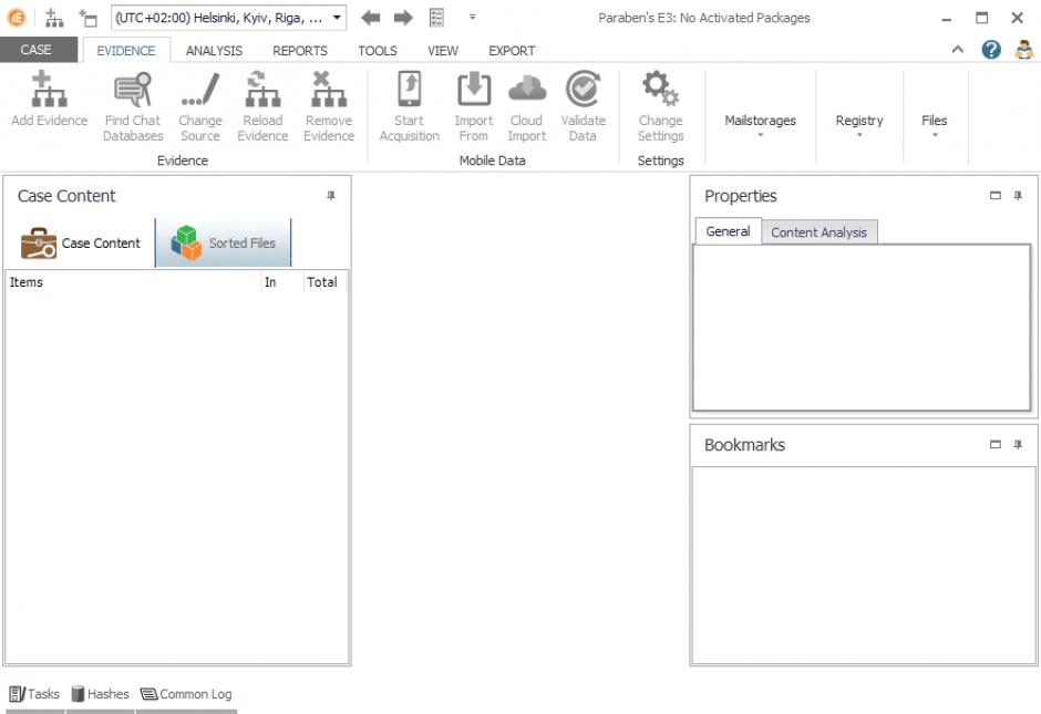 Paraben's Electronic Evidence Examiner main screen