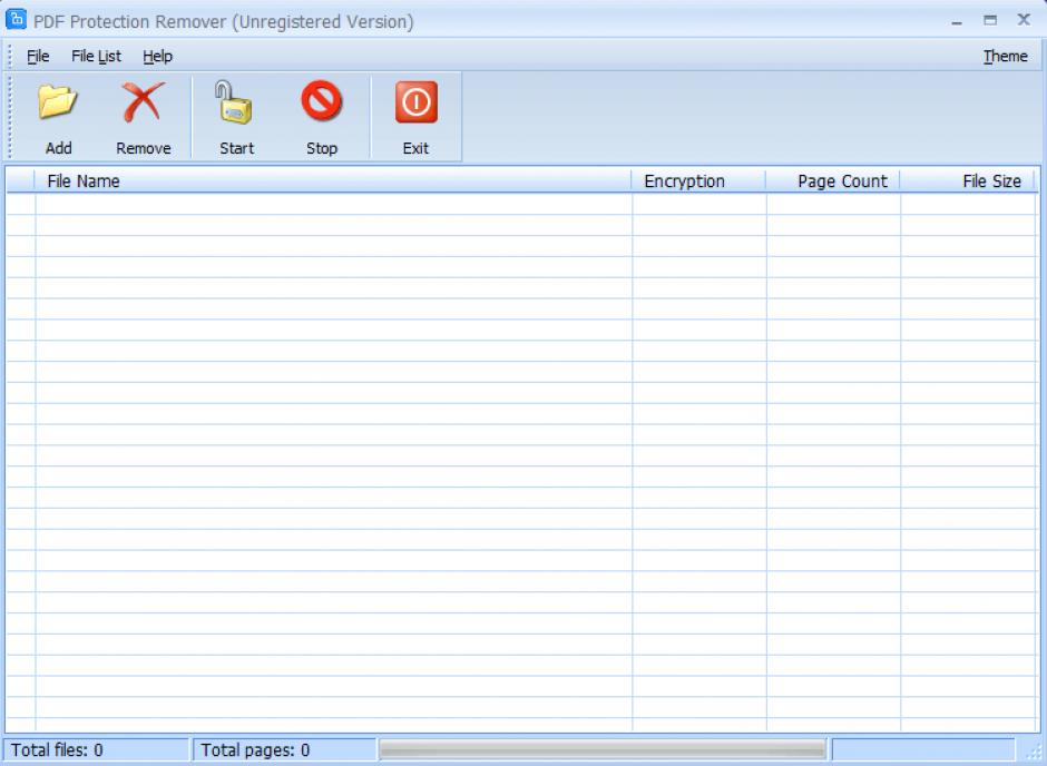 PDF Protection Remover main screen