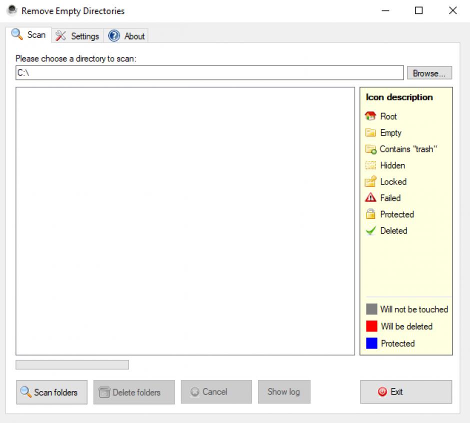 Remove Empty Directories main screen