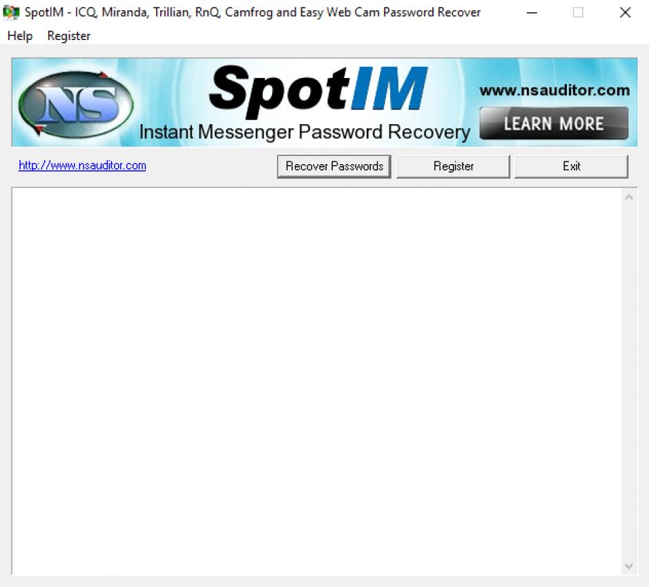 screenshot of program