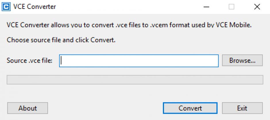 VCE Converter main screen