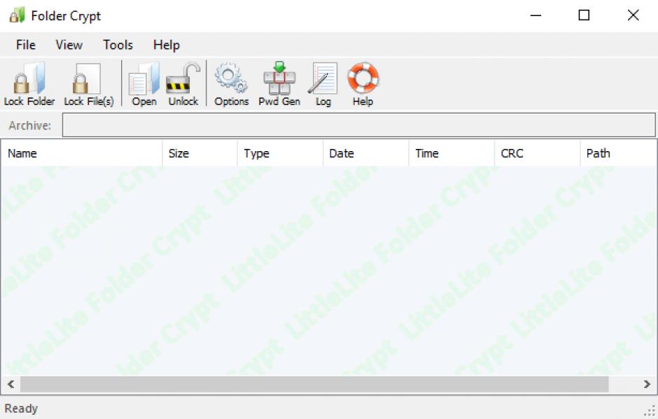 Folder Crypt main screen