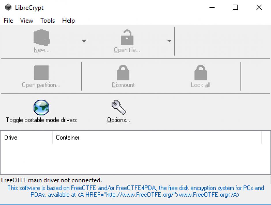 LibreCrypt Explorer main screen