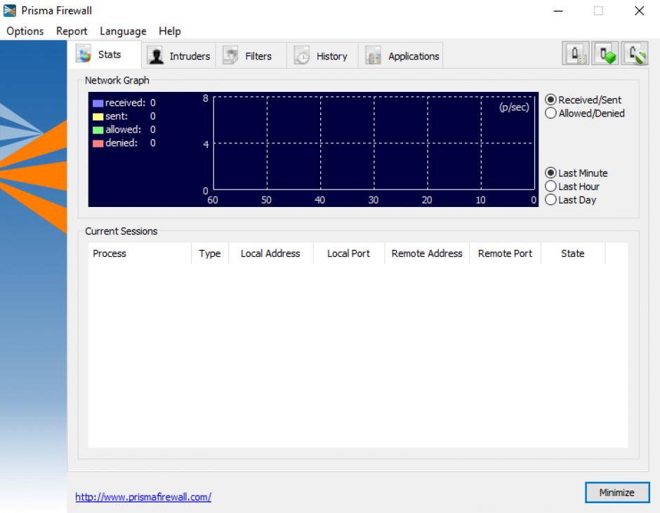 Prisma Firewall main screen