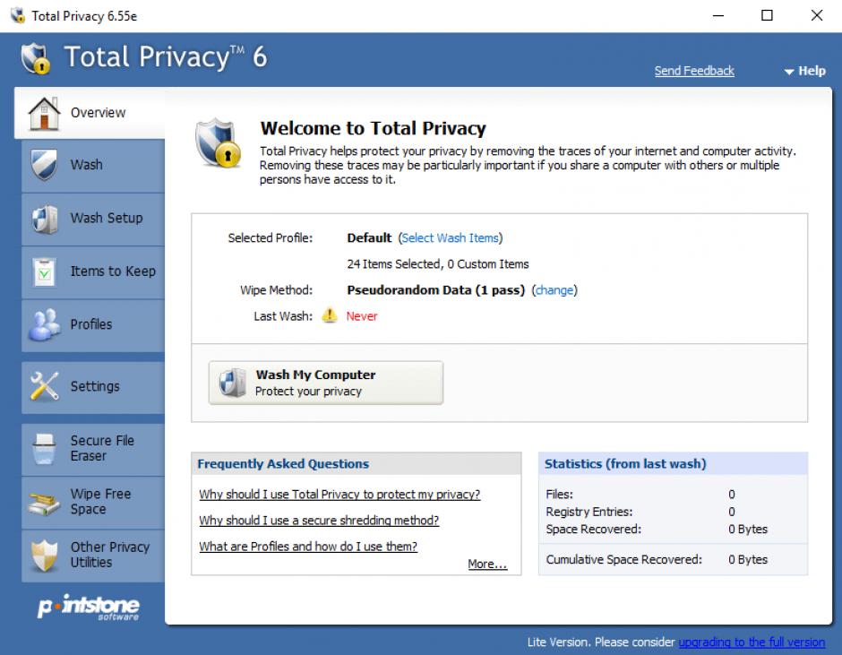 Total Privacy main screen