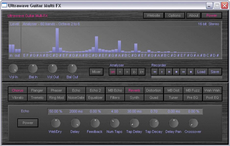 Ultrawave Guitar Multi Fx main screen