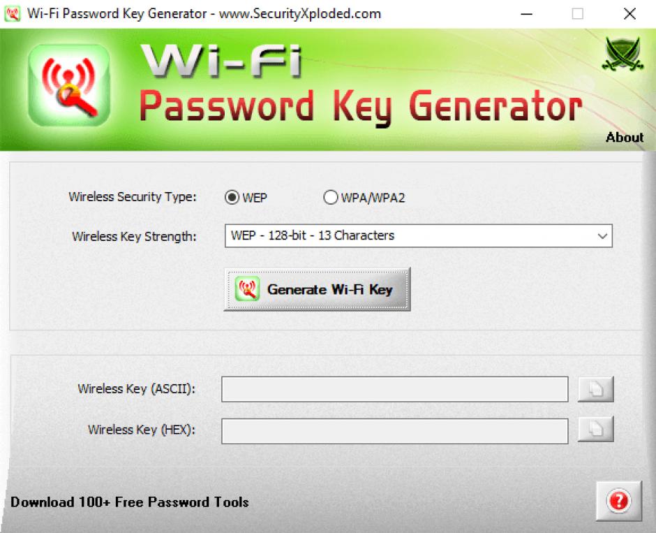 WiFi Password Key Generator main screen