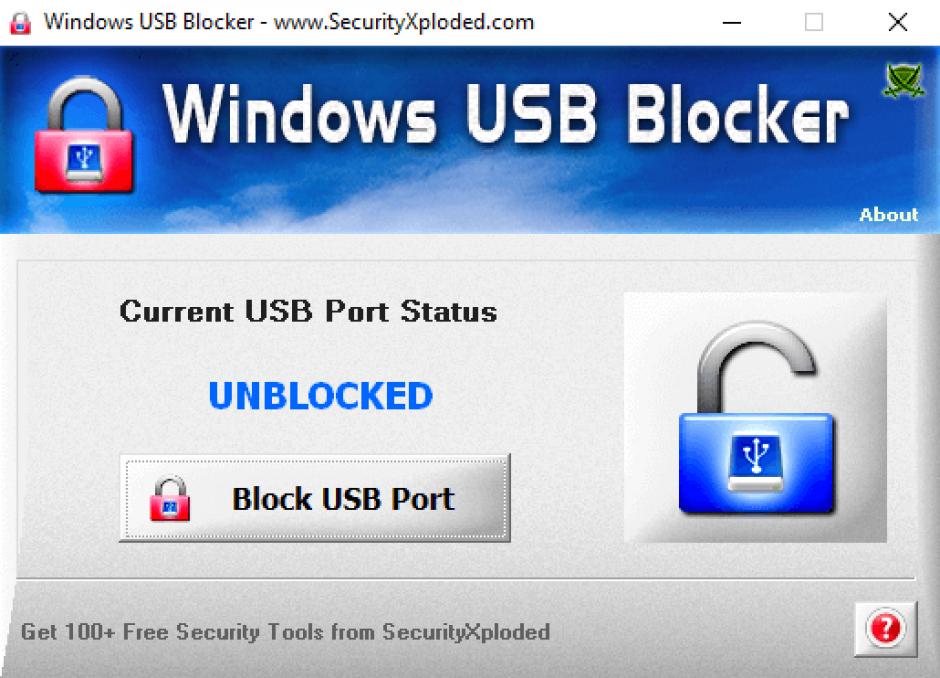 Windows USB Blocker main screen