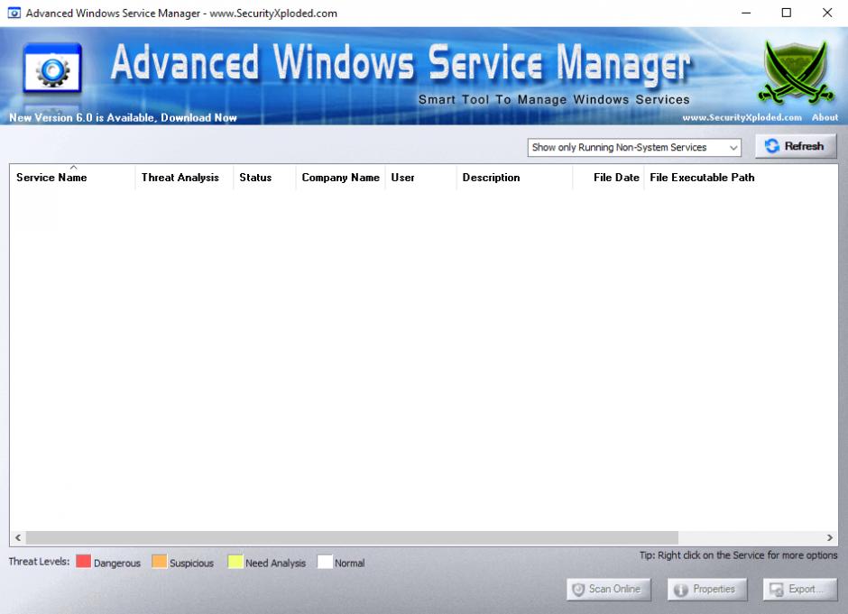 Advanced Windows Service Manager main screen