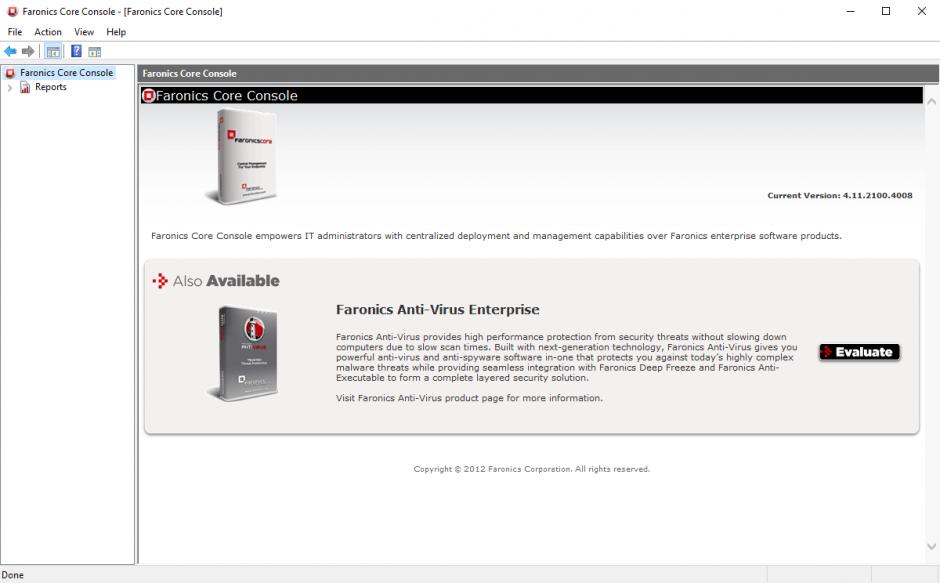 Faronics Core Console main screen