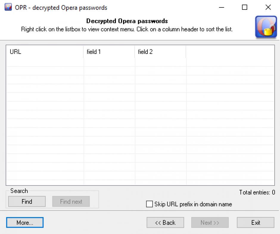 Opera Password Recovery main screen
