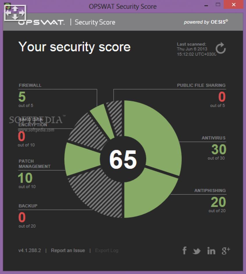 OPSWAT Security Score main screen