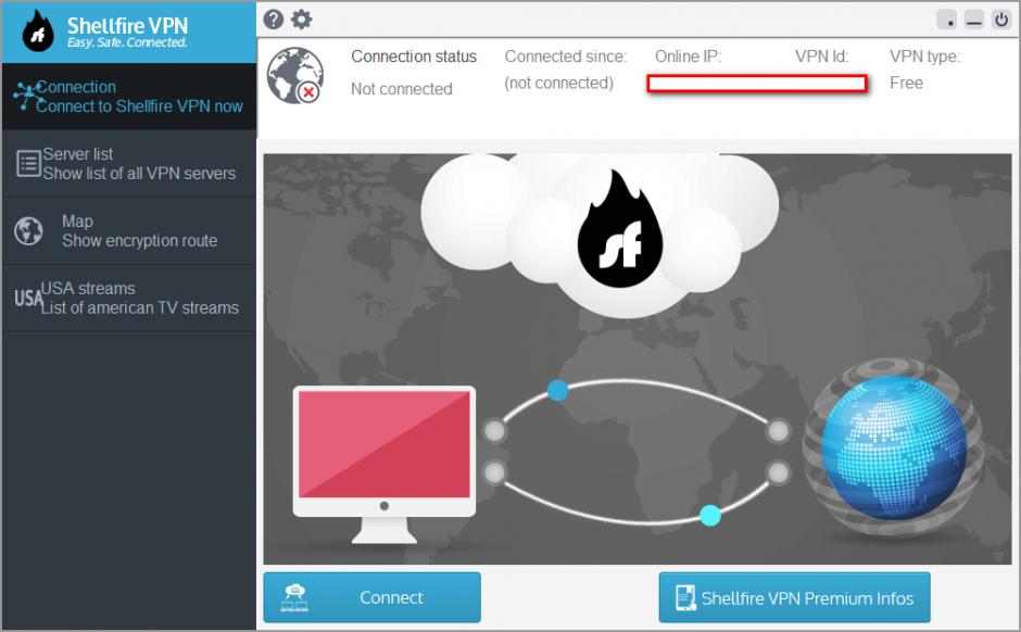 ShellfireVPN main screen